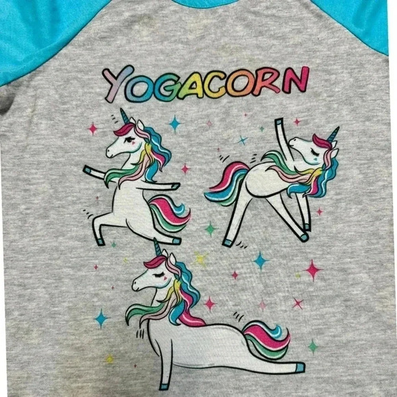Girls Wonder Nation Yoga unicorn Shorts pajama set size 10/12 Plus - Picture 2 of 4